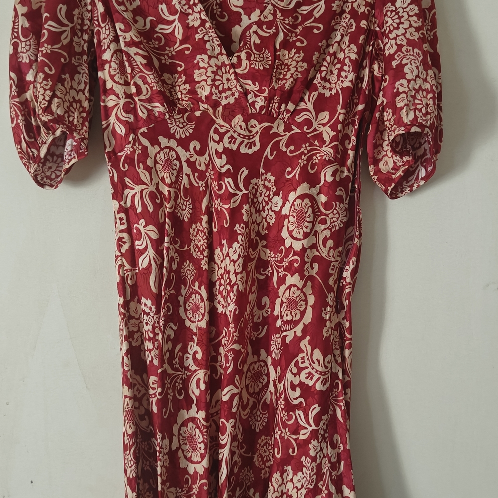 Elegant Red Floral Women's Dress